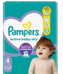 Подгузники 40 шт. Pampers актив беби драй 9-14 кг р. 4